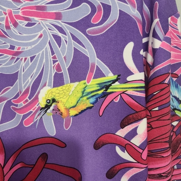 Attitudes by Renee Vibrant Pink and Purple Kimono Size XSP Novelty Brints Birds - Picture 8 of 8